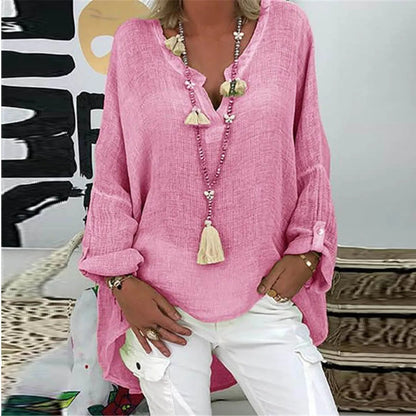 Bárbara® | Rosa Bluse mit elegantem O-Ausschnitt