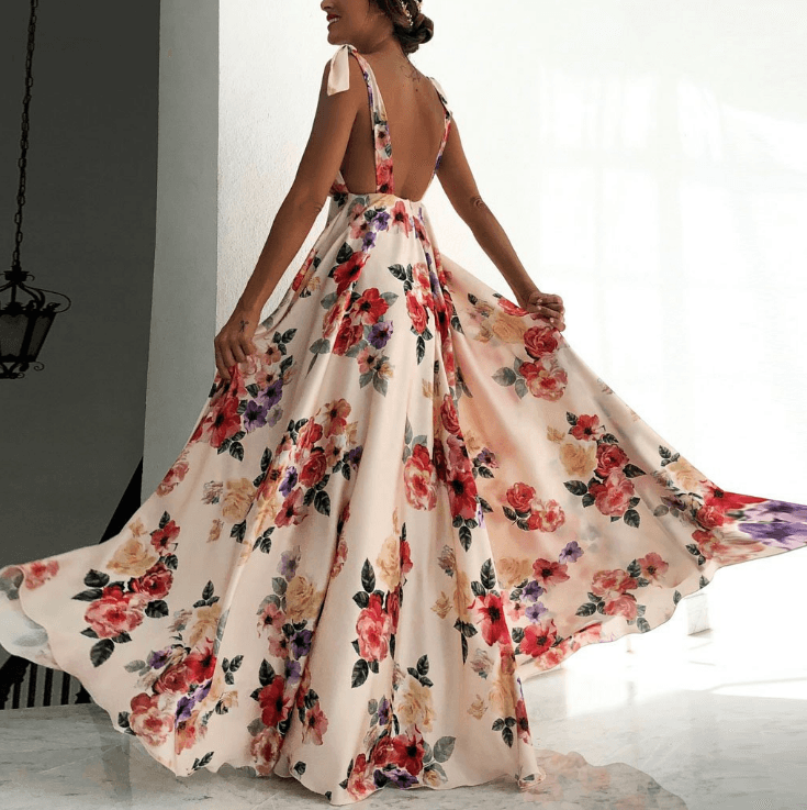 Amalie – Schlichtes, ärmelloses Sling-Kleid mit Blumenmuster