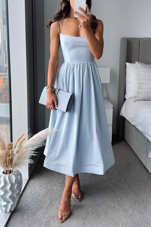 Eliana – Midikleid in A-Linie mit Spaghettiträgern und Taille