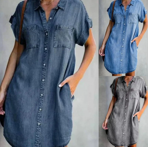 Emma - Kurzärmeliges Freizeitkleid aus Denim