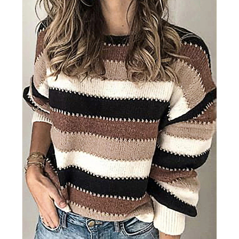 Jenifer® | Bequemer Pullover mit breiten Streifen, modischer Pullover