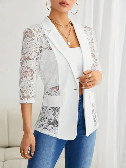 Edda® | Blazer mit Spitze und kontrastierender, offener Vorderseite