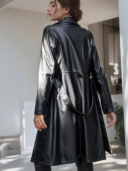 Zephyra - Stylische trendige Trenchcoat Jacke aus weichem Leder