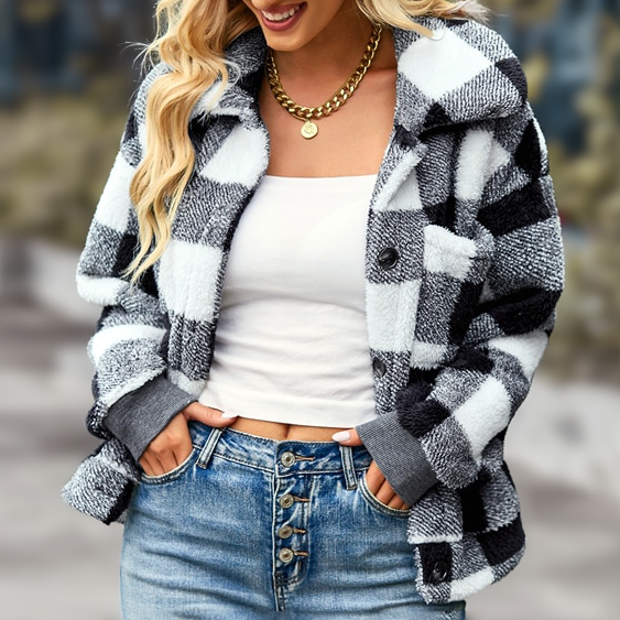 Dorlies® | Karierte Fleecejacke