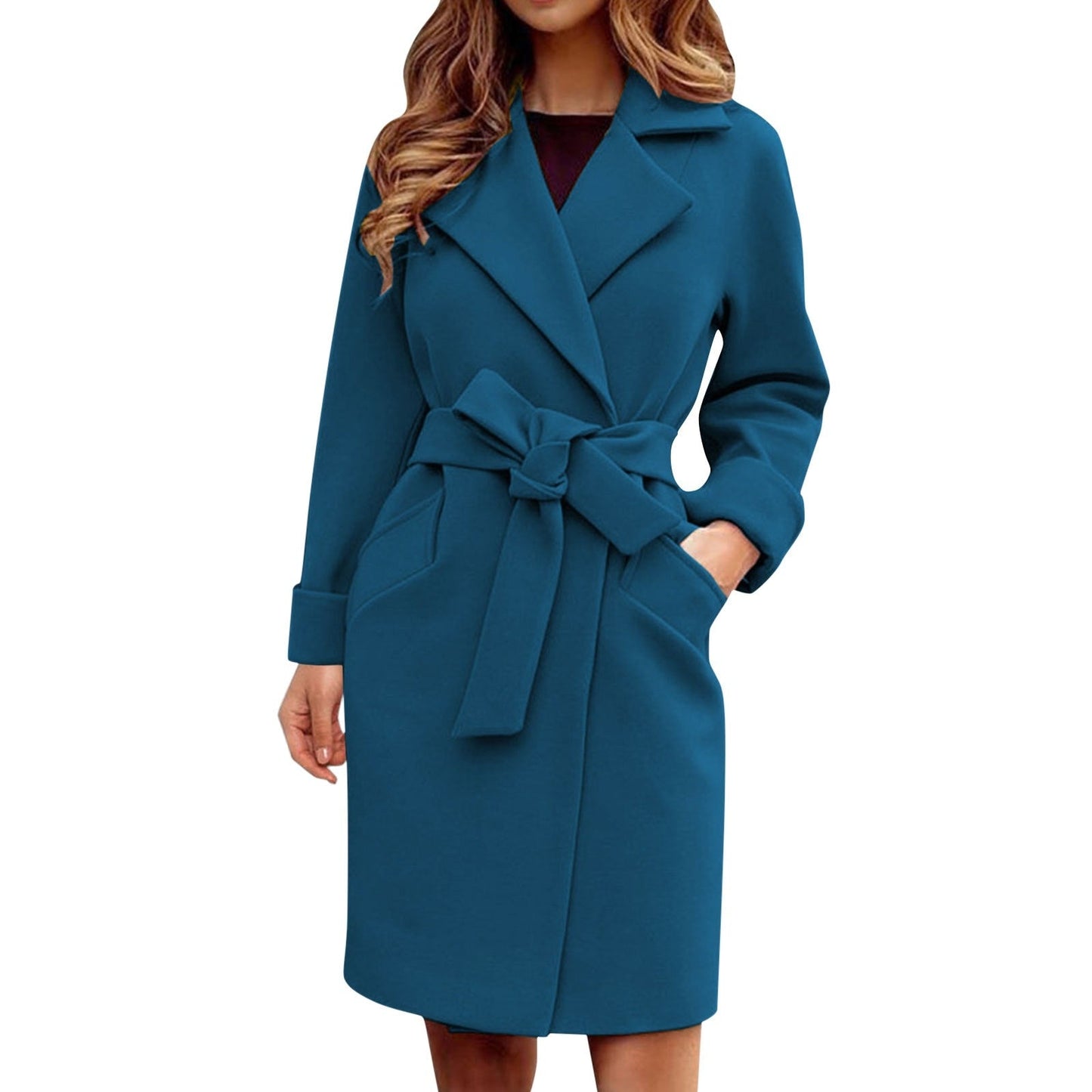 Etta® | Langer Trenchcoat-Wintermantel mit Knopfleiste in leuchtenden Farben