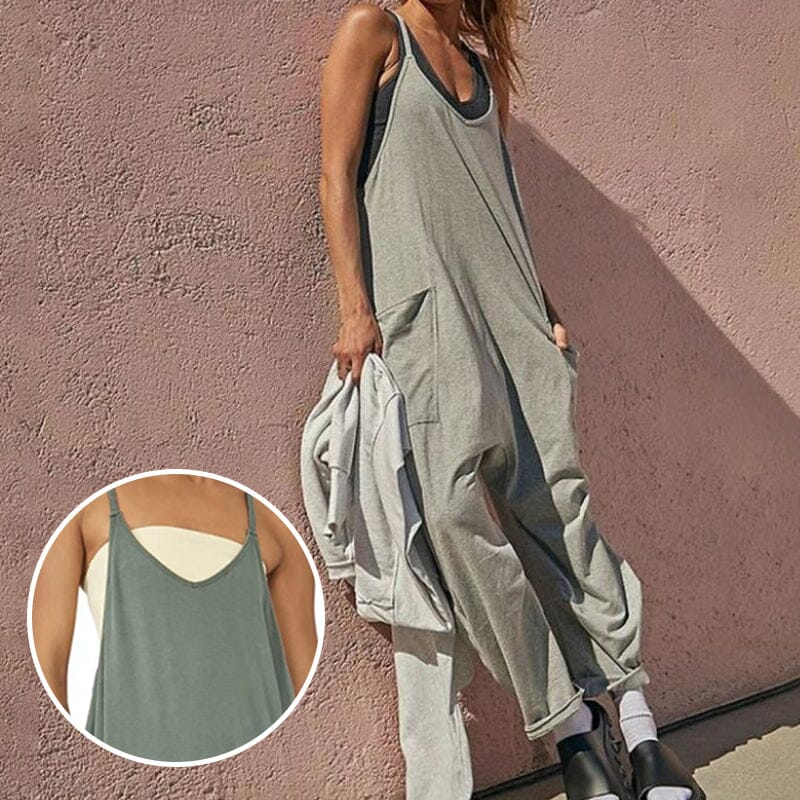 Felizitas - Der perfekte minimalistische Jumpsuit mit Taschen und V-Ausschnitt