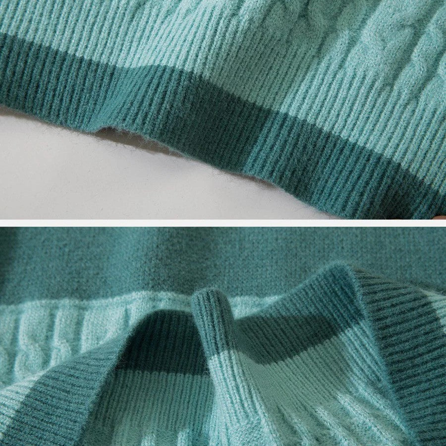 Purificación® | Pullover mit Zopfmuster und pastellFarbeem Wolkenmotiv